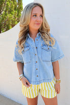 Easy Days Denim Button Down Top