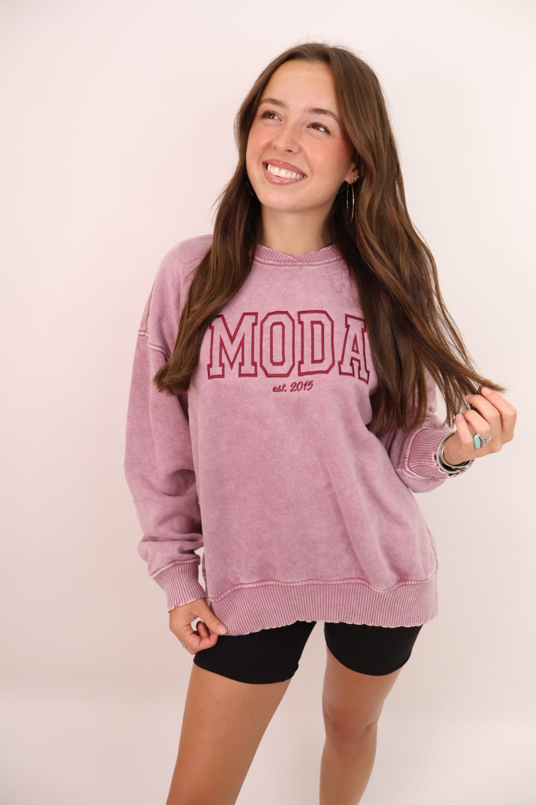 Moda Embroidered Oversized Pullover - Cranberry