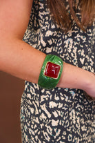 Green & Red Stone Cuff Bracelet