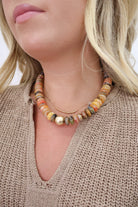 Chunky Beaded Necklace - Mixed Browns