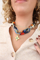 Multi colored cross scarf necklace 