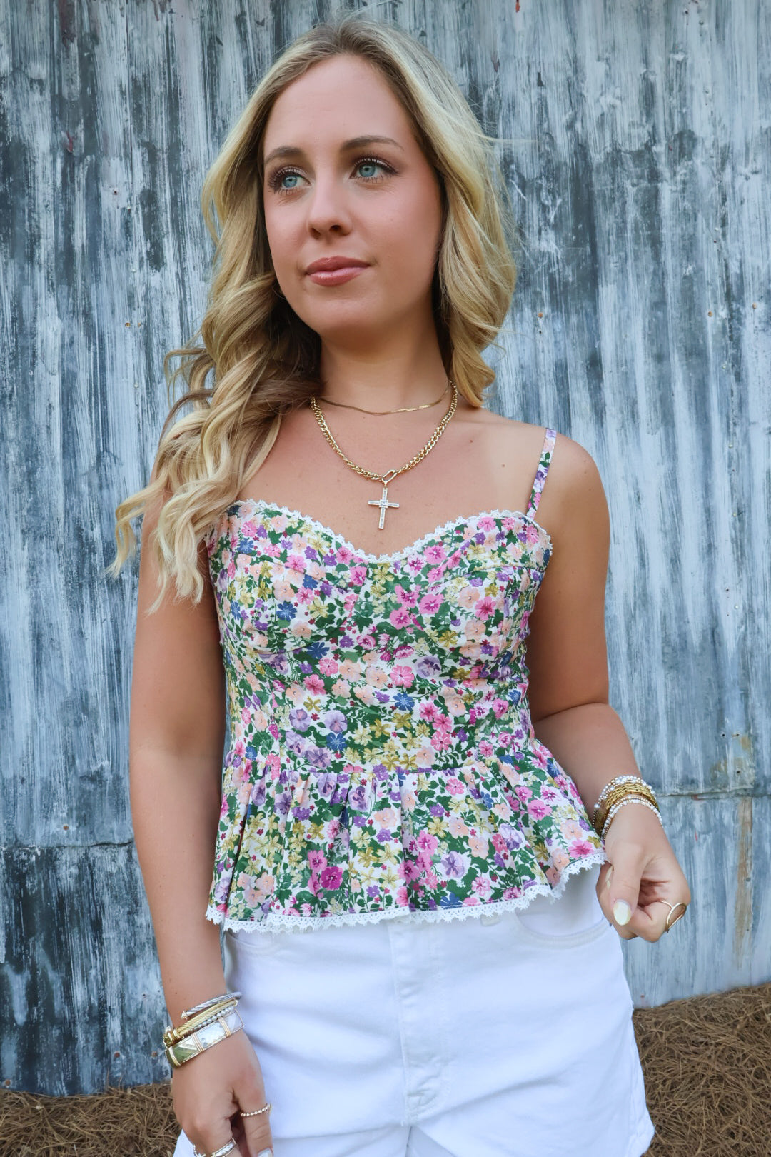 Garden Party Cami Peplum Top