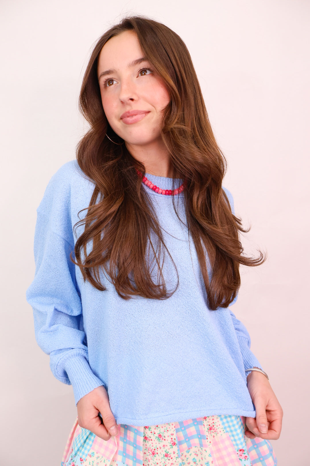 Lightweight Open Back Sweater - Light Blue