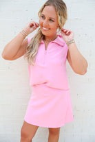 Soft Modal Quarter Zip Skort Set - Pink