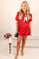 Crimson Puff Sleeve Top & Skort Set