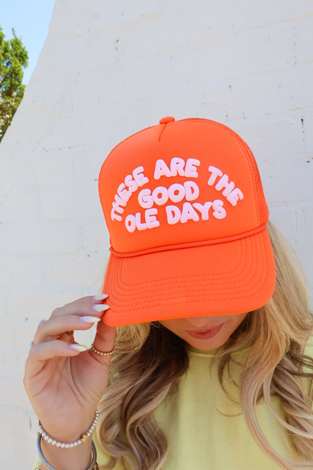 “These Are the Good Ole Days” Trucker Hat - Orange