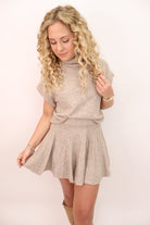 Sweater Mini Skirt Set - Taupe