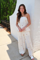 Sweet Spot Polka Dot Pants Set in Ecru