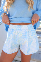 Floral Patchwork Active Shorts - Blue