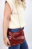 The Studded Faux Leather Shoulder Bag - Black