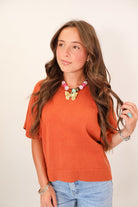 Pumpkin Short Sleeve Sweater
