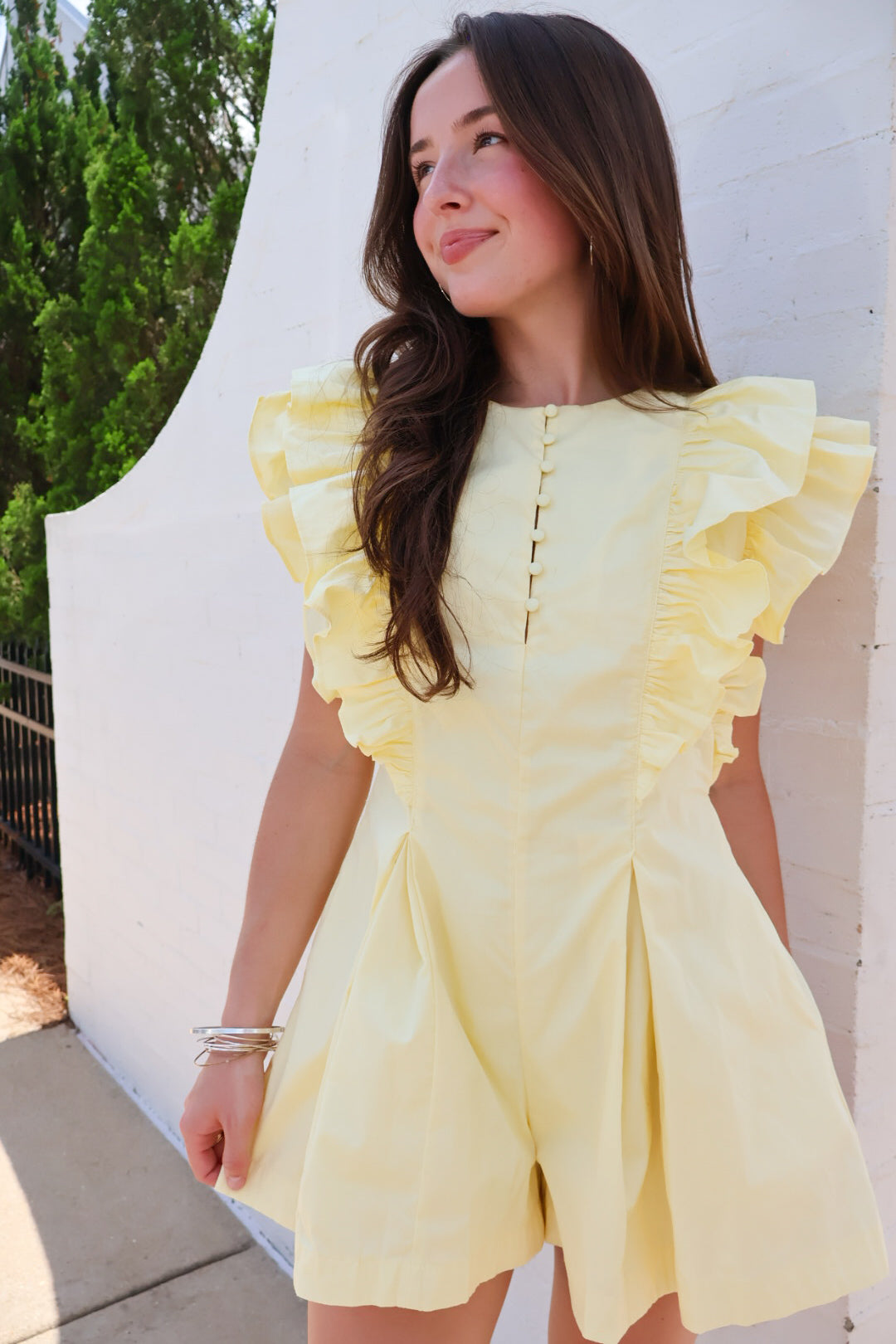Butter Yellow Ruffle Romper