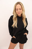 Scuba Mock Neck Shorts Set - Black