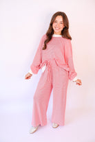 Red Stripe Open-Back Lounge Set