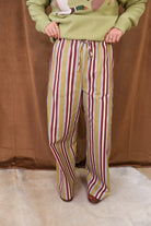 Multicolor Striped Wide Leg Pants — front view.