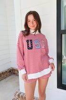 USA Patchwork Mockneck Pullover & Shorts Set