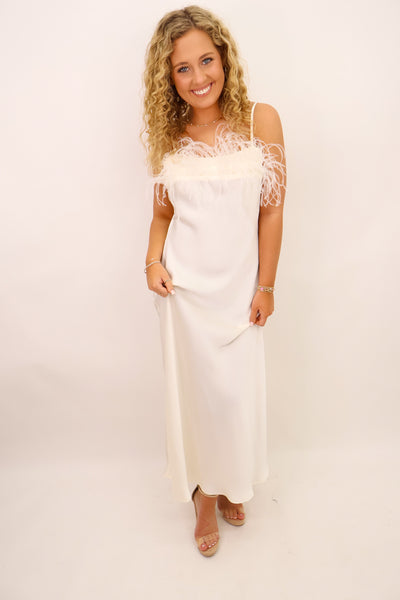 ivory feather dress PS25563