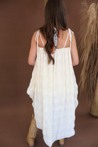 Cream high-low top and bubble shorts set