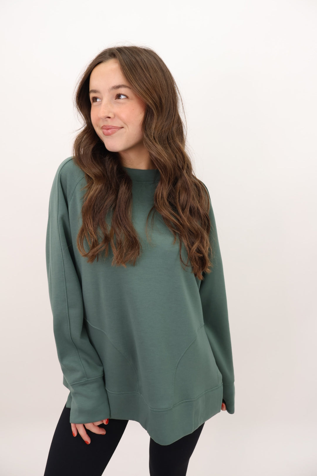 Soft Side Slit Tunic Top - Forest Green