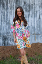 Floral Linen Boxy Dress