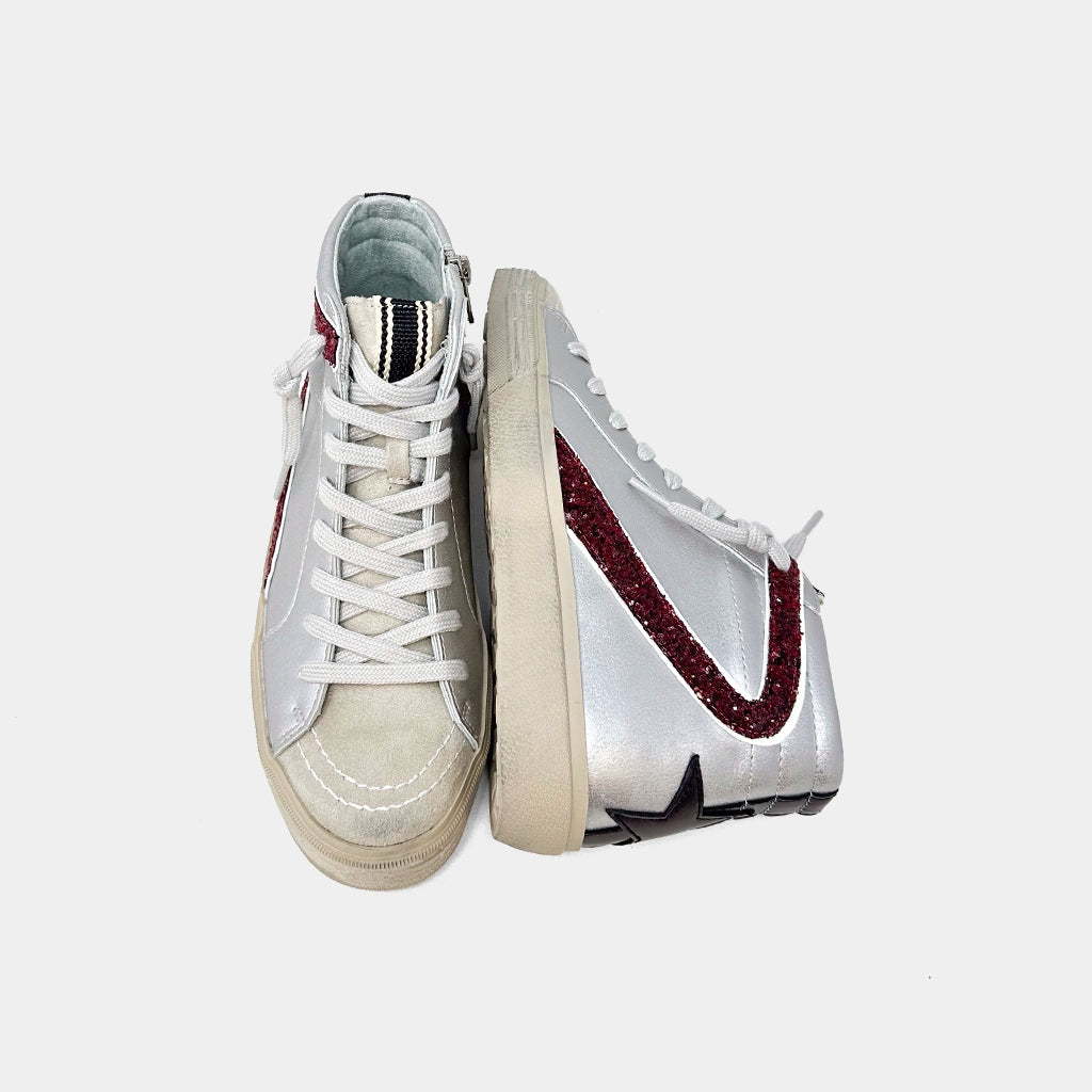 Shu shop Rooney High Top Sneakers - Silver + Maroon – Moda