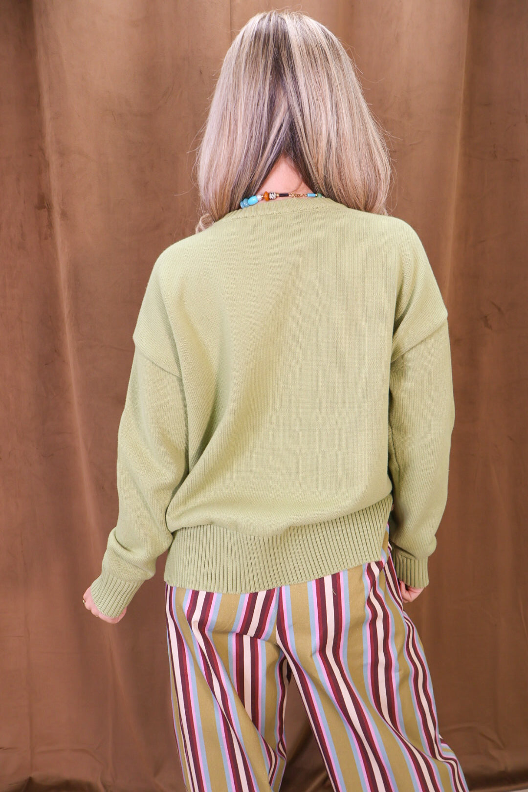 Green Flying Mallards Sweater — back view.