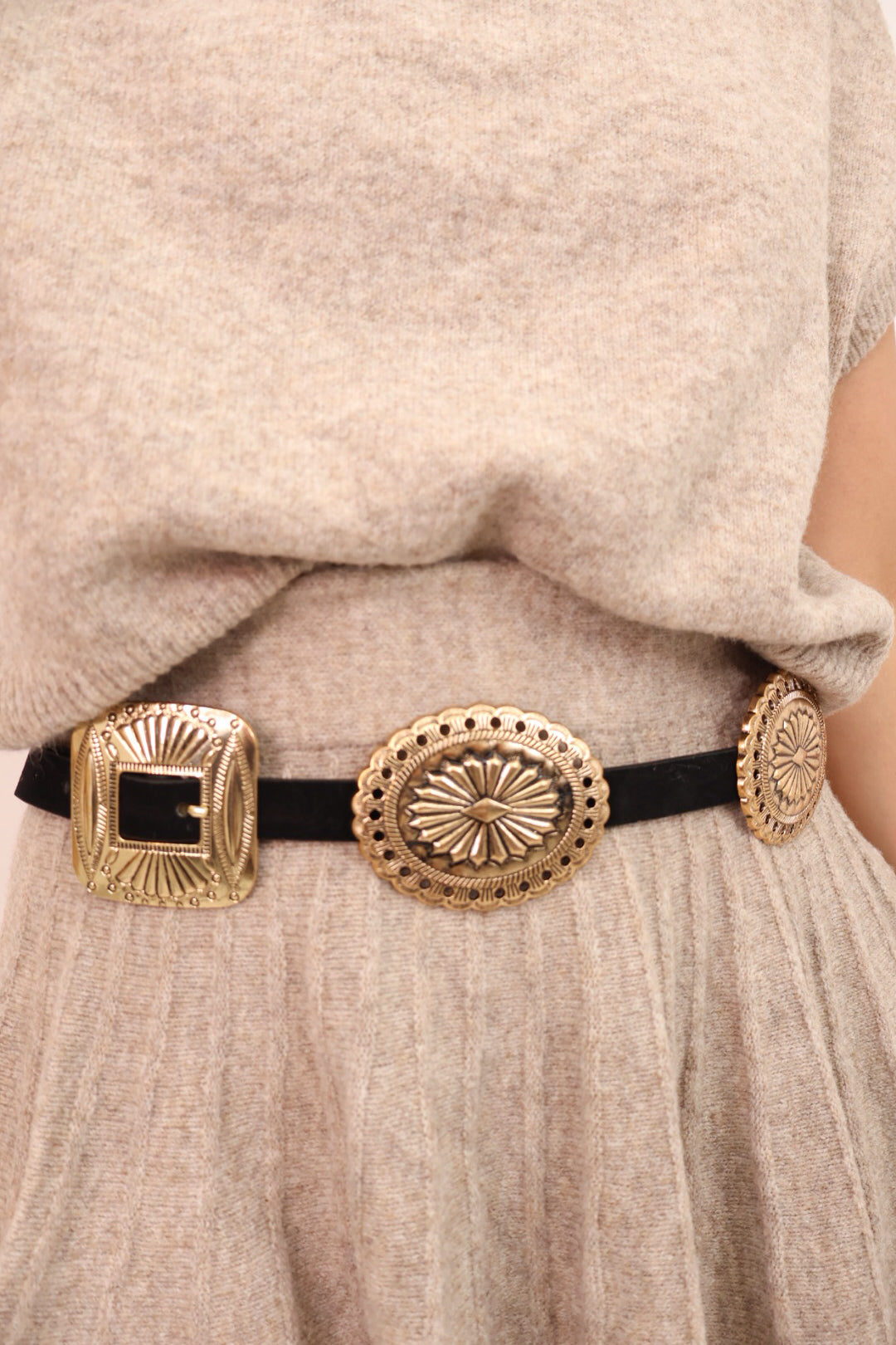 Western-Inspired Gold Concho Belt