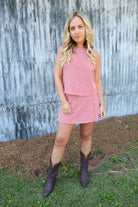 Gingham Skort Set - Red