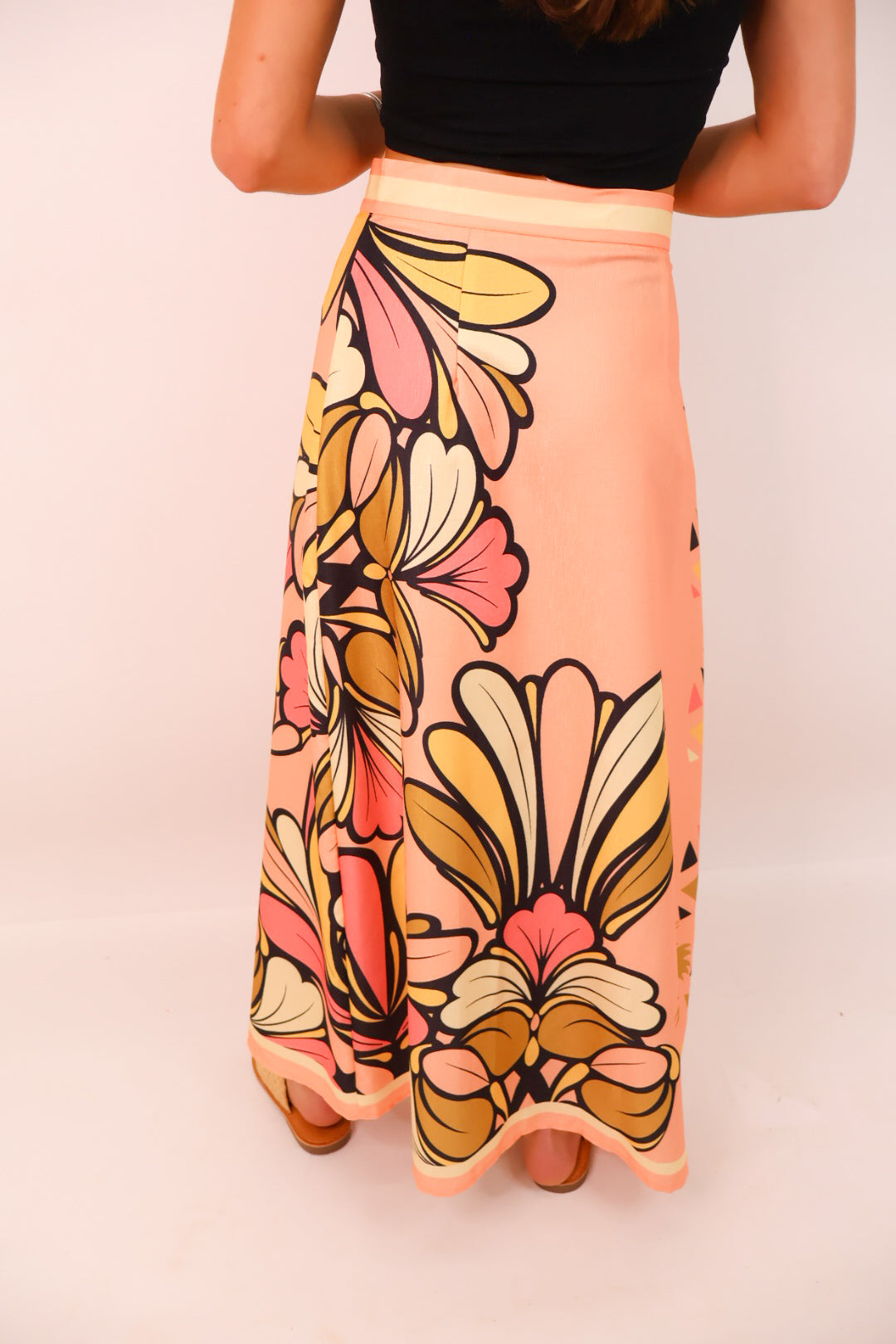 【THE MOZZ】Peach Wrap Long Skirt Sunset Mirage Wrap Skirt – Peach Multi – Moda Boutique