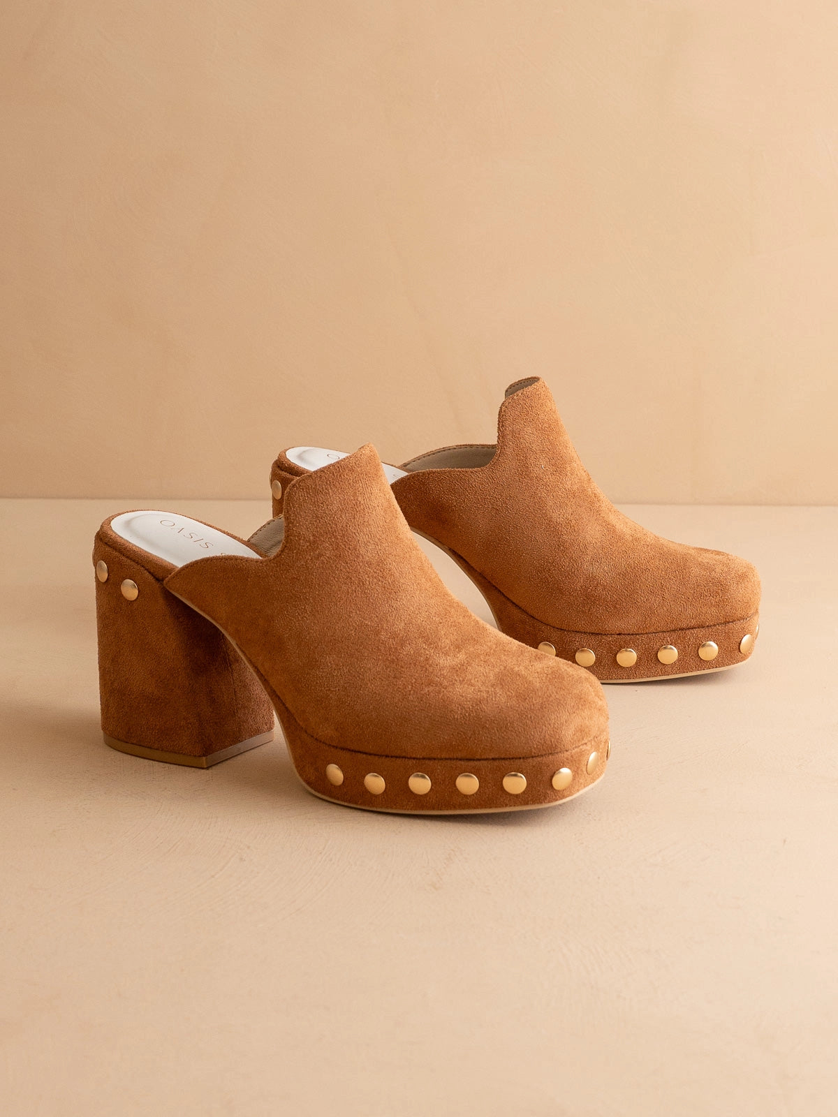 Camel Studded Clogs