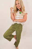 Olive Polka Dot Barrel Jeans