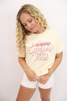 Embroidered Alabama Crimson Tide Boxy Crop Tee