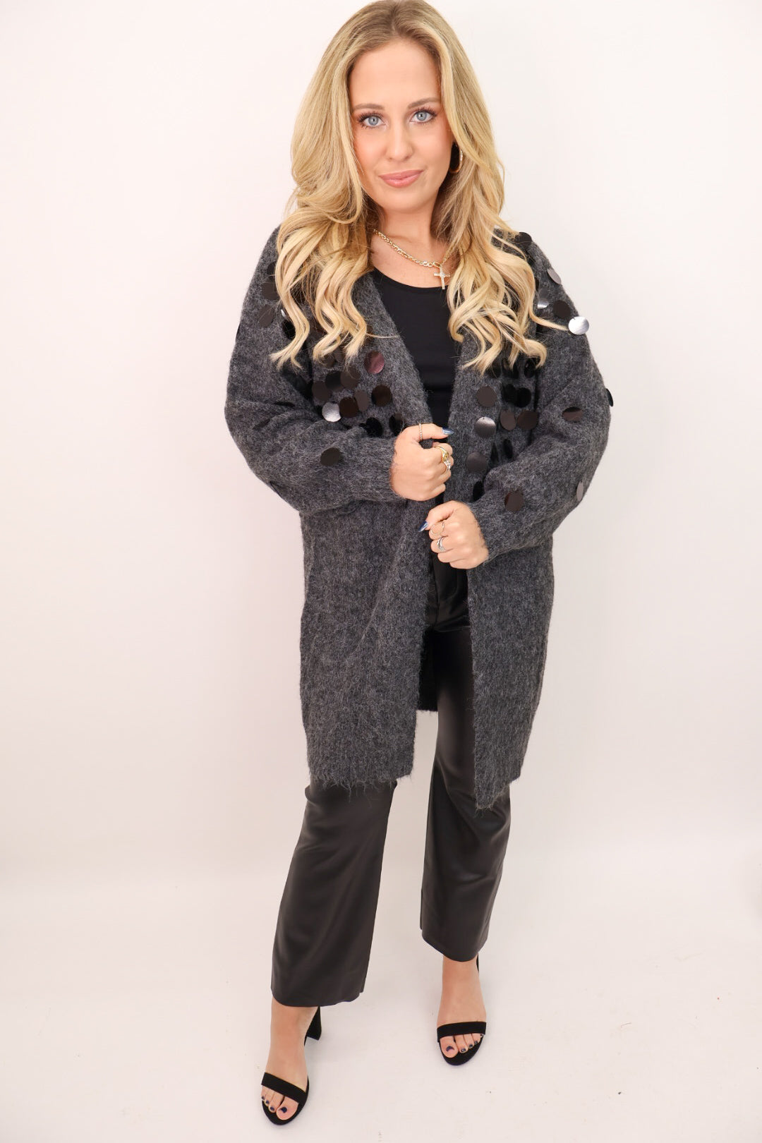 Sequin Sweater Duster Cardigan