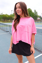 Washed Oversized Pocket Tee - Pink