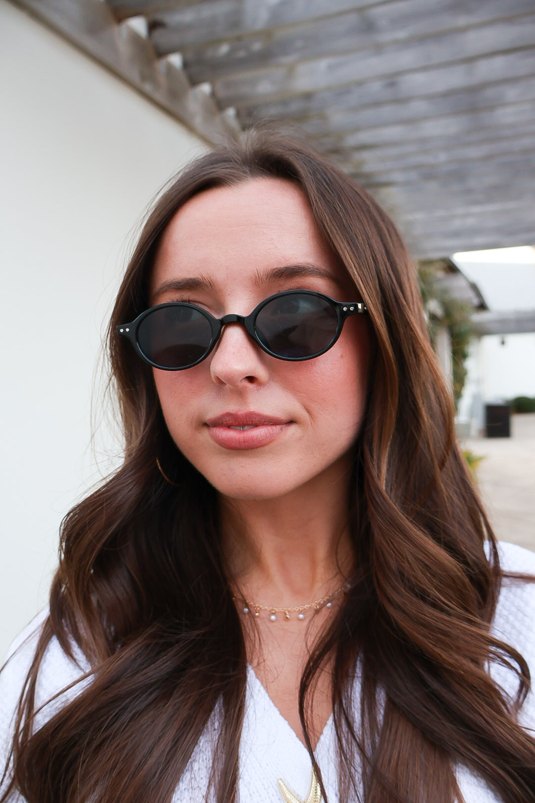 Retro Round Frame Sunglasses - Black
