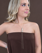Gold Pearl Lariat Necklace