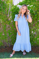 Eyelet Midi Dress - Blue
