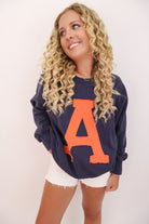 Varsity "A" Washed Sweatshirt -  Navy
