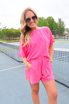 Mineral Washed Shorts Set - Pink