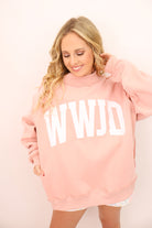 Amen WWJD Reversible Mock Neck Pullover – Blush