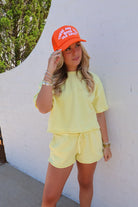 Casual Boxy Tee + Shorts Set
- Lemon Yellow