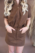 Chocolate faux suede top and skort set