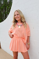 Slub cotton washed set orange