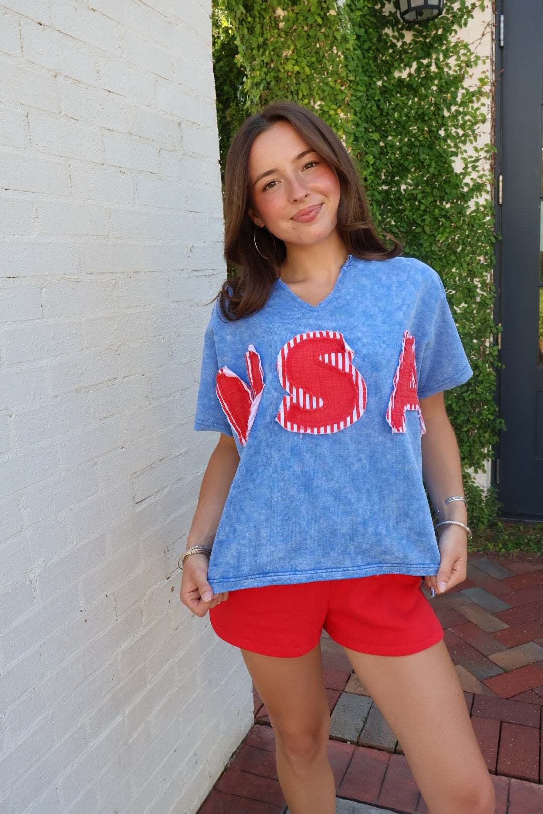 USA Patch Graphic Tee - Blue