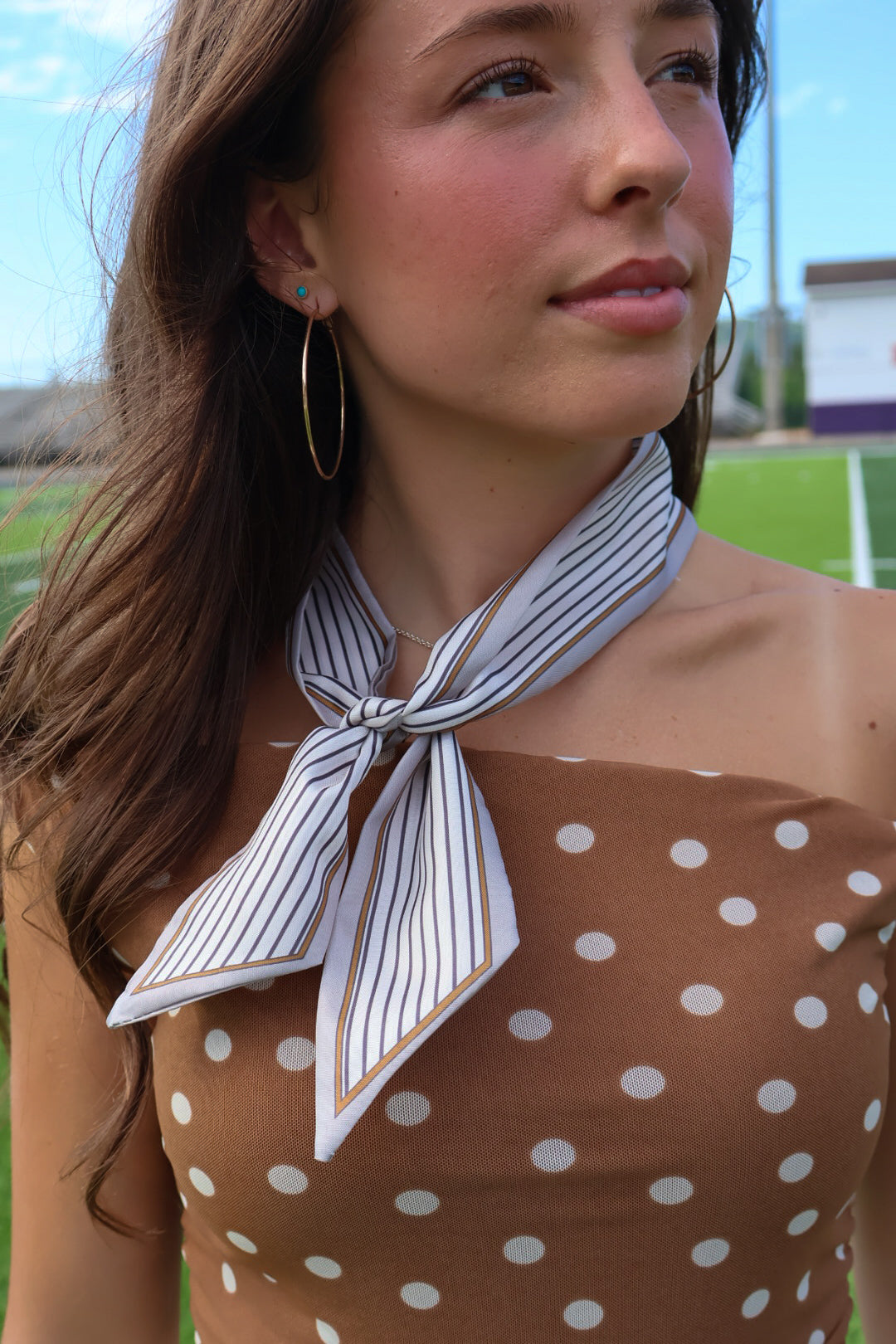 Gameday Neck Scarf - Tan Stripe