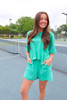 Mineral Washed Shorts Set - Seafoam