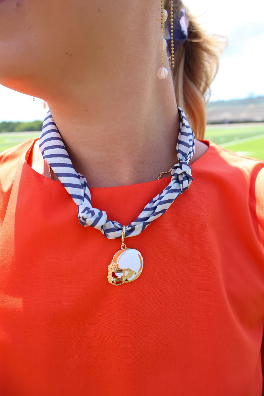 Football Helmet Charm Scarf Necklace