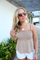 Sandy Shores Striped Peplum Sweater Tank