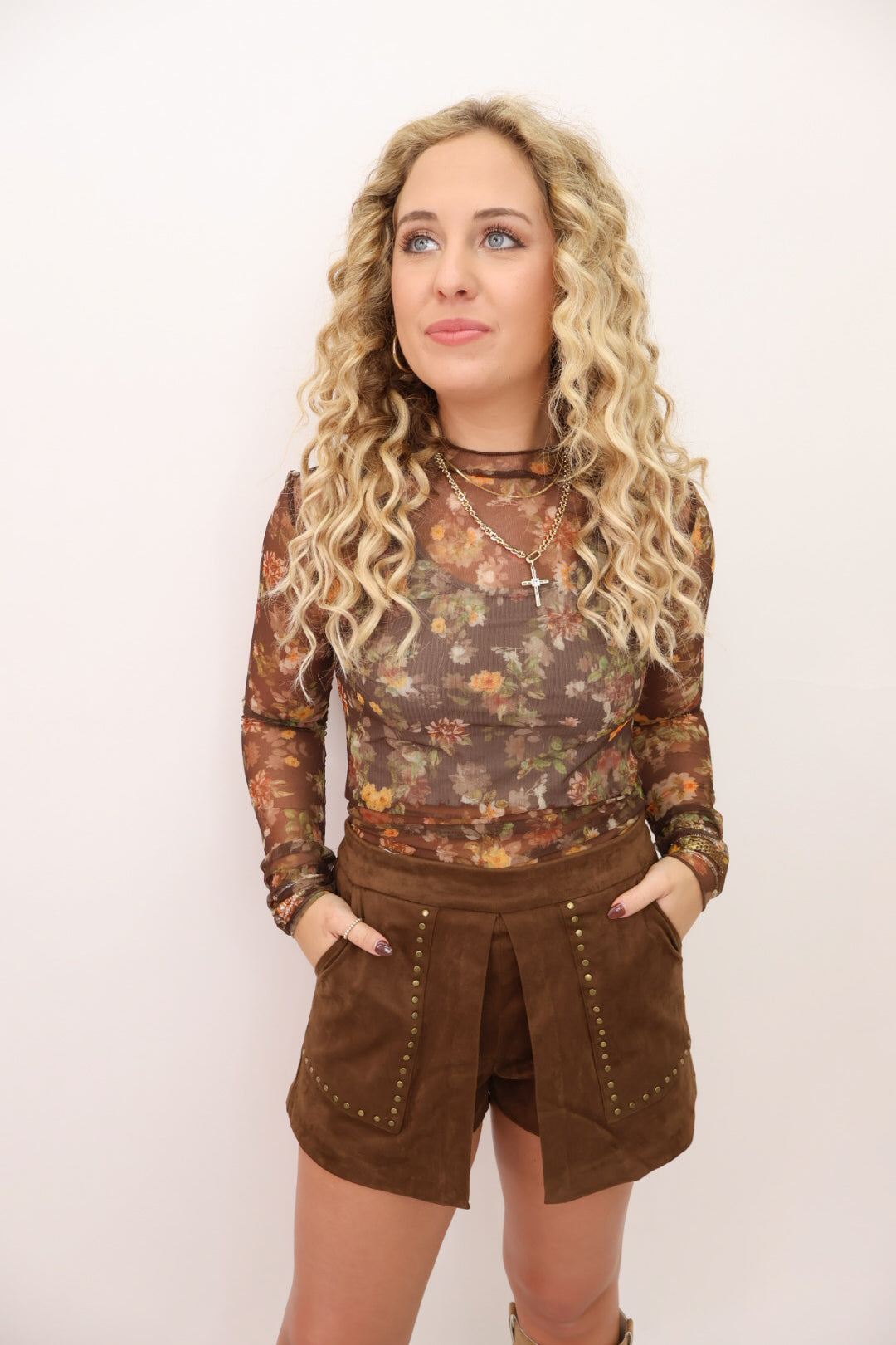 Floral Mesh Long Sleeve Top