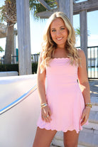 Scallop Trim Athletic Dress - Blush Pink